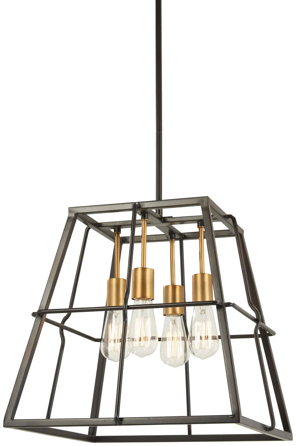 Minka Lavery Keeley Calle Four Light Pendant In Painted Bronze With Natural Brushed Brass 1