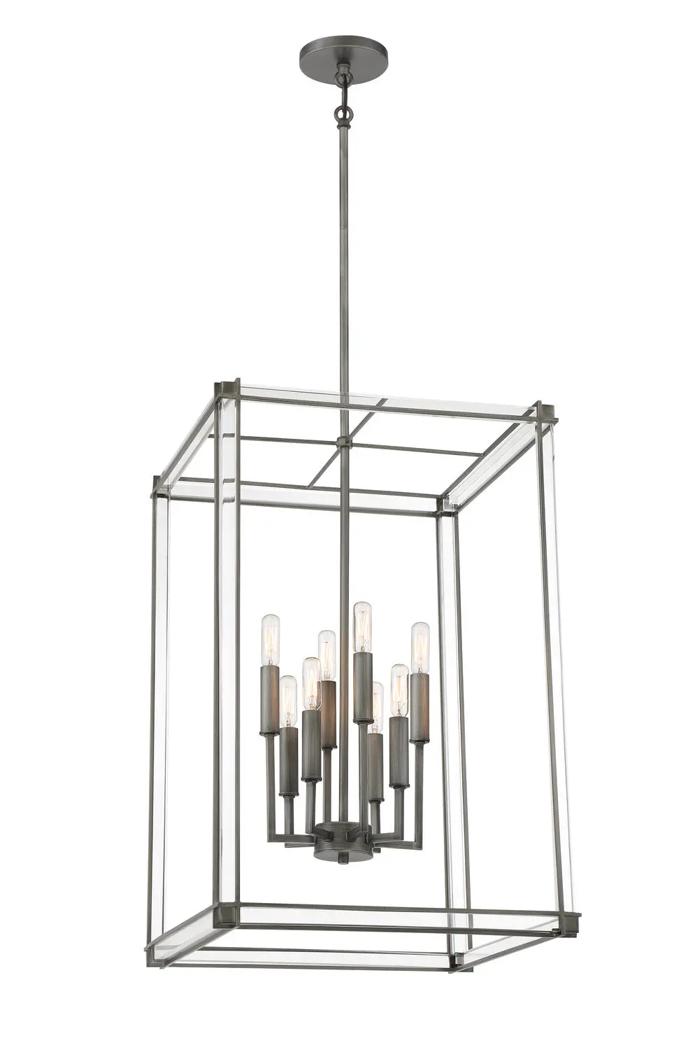 Minka Lavery Langen Square Eight Light Pendant In Antique Nickel (Painted) 1