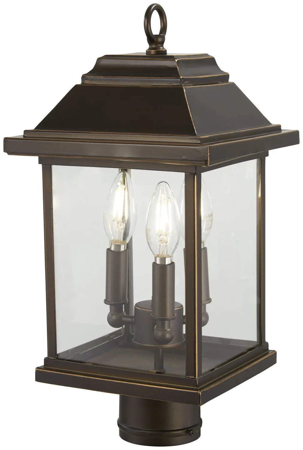Minka Lavery Mariners Pointe Three Light Outdoor Post Mount In Oil Rubbed Bronze With Gold Highlights 1
