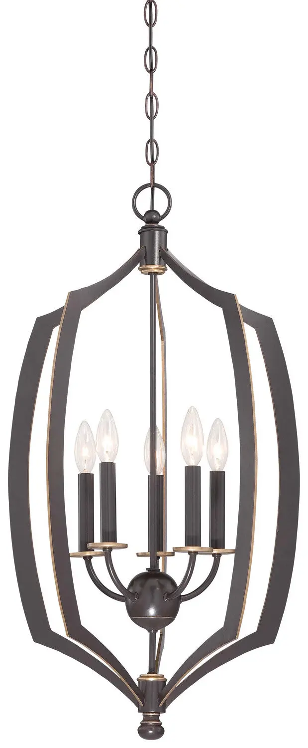 Minka Lavery Middletown Five Light Pendant In Downton Bronze With Gold Highlights 1