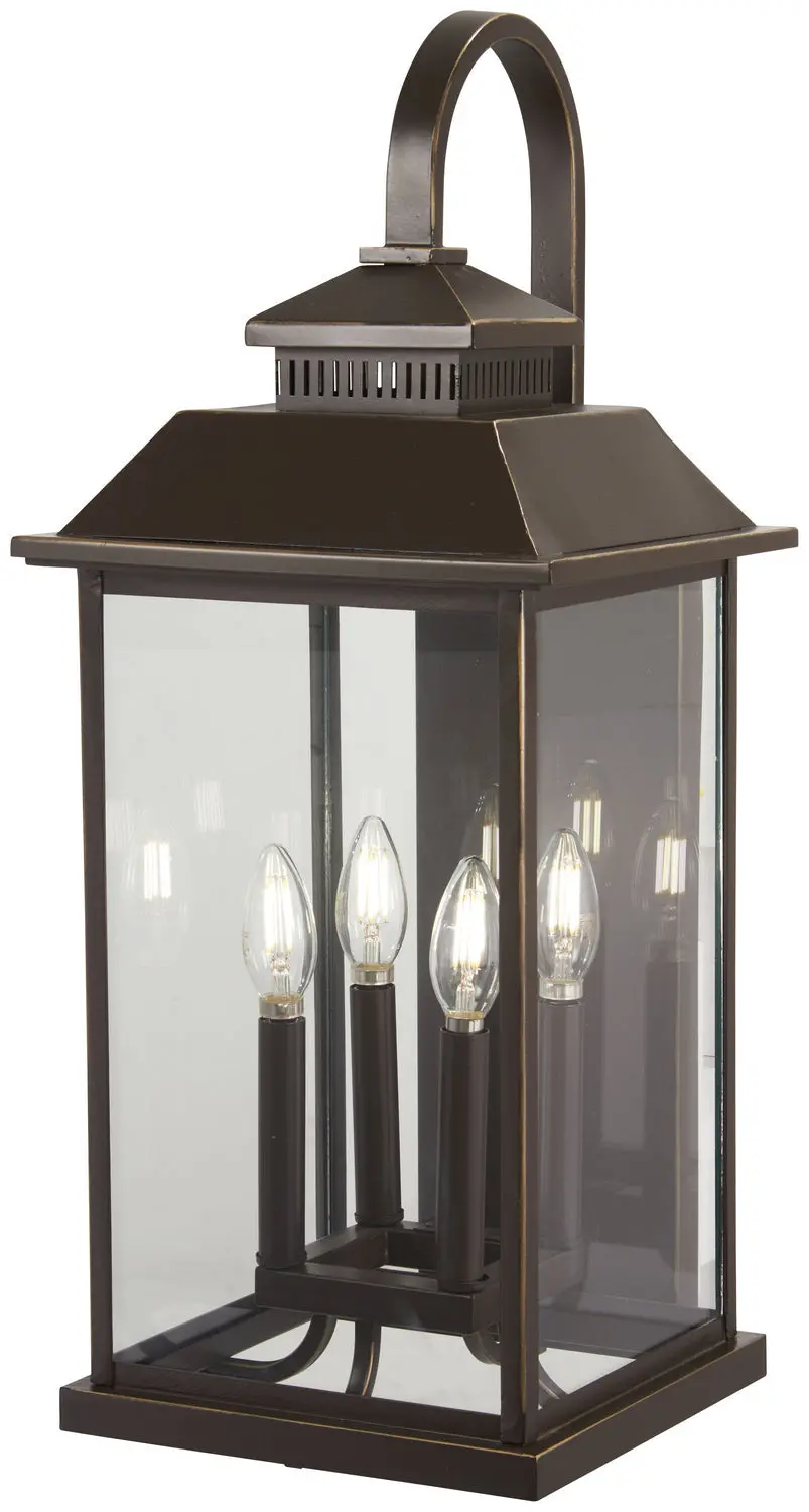 Minka Lavery Miners Loft Four Light Outdoor Wall Mount In Oil Rubbed Bronze With Gold Highlights 1