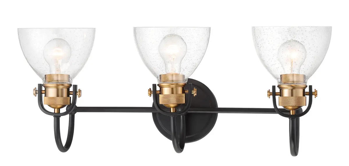 Minka Lavery Monico Three Light Bath In Bronze With Natural Brushed Brass 1