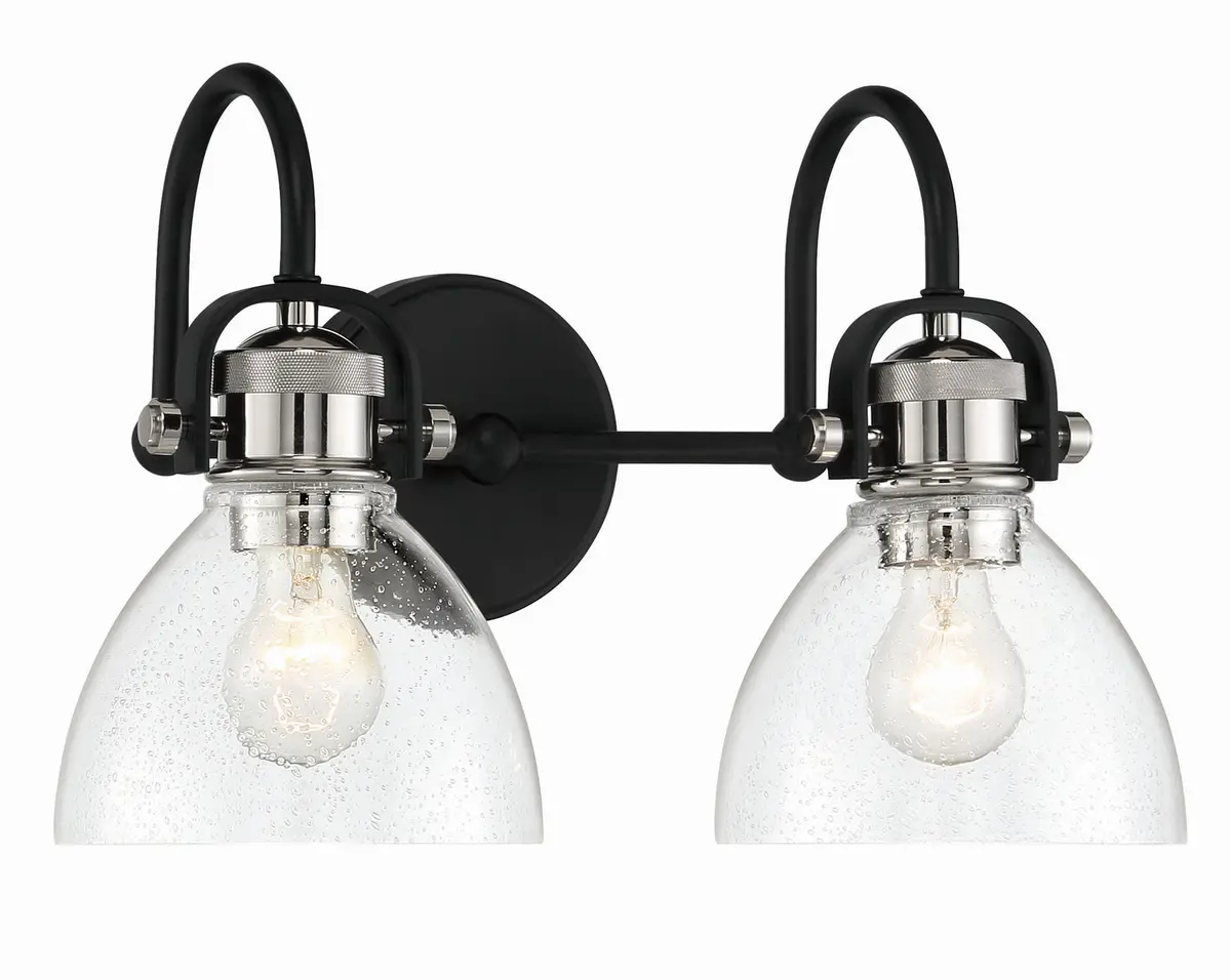 Minka Lavery Monico Two Light Bath In Coal With Polished Nickel Highlig 1