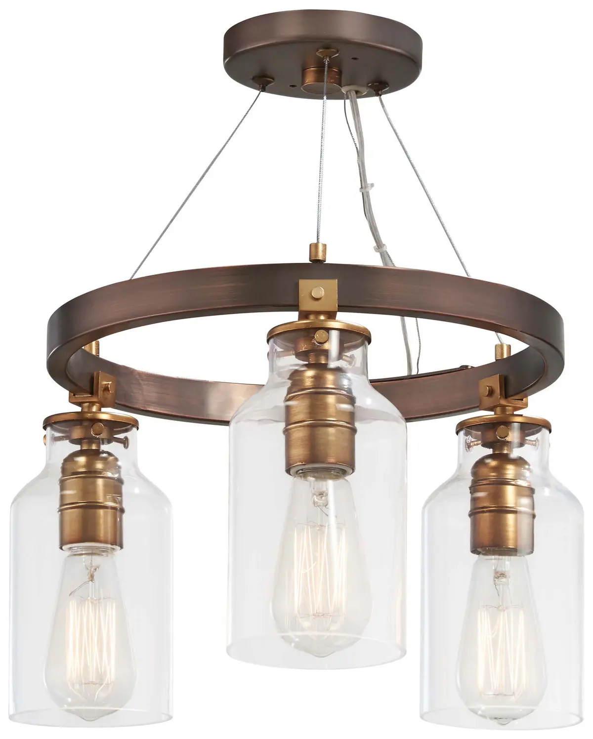 Minka Lavery Morrow Three Light Semi Flush (Convertible To Pendant) In Harvard Court Bronze With Gold Highlights 1