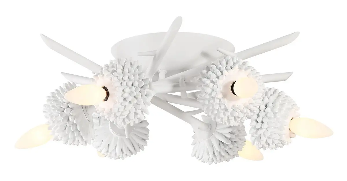 Minka Lavery North Fork Six Light Flush Mount In Sand White 1
