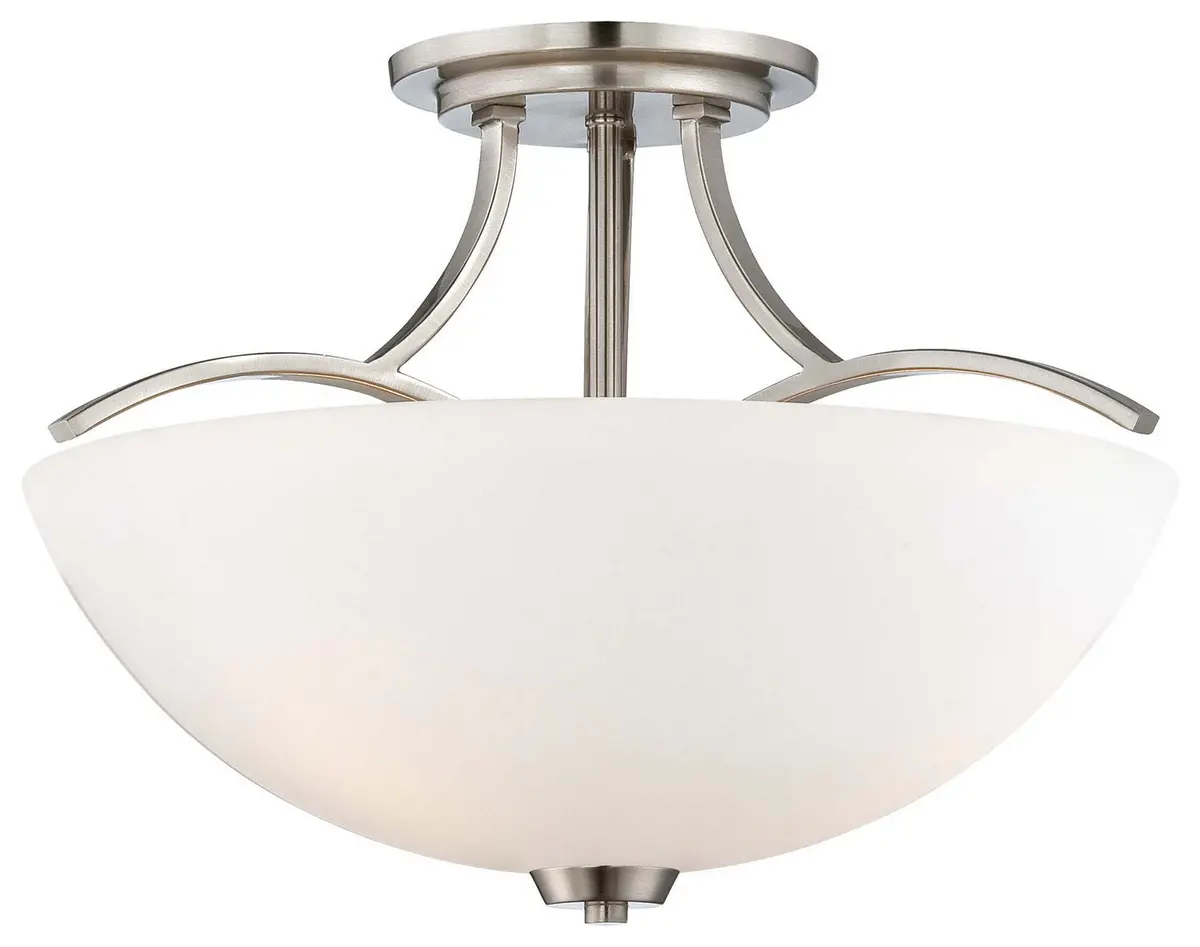 Minka Lavery Overland Park Three Light Semi Flush Mount In Brushed Nickel 1