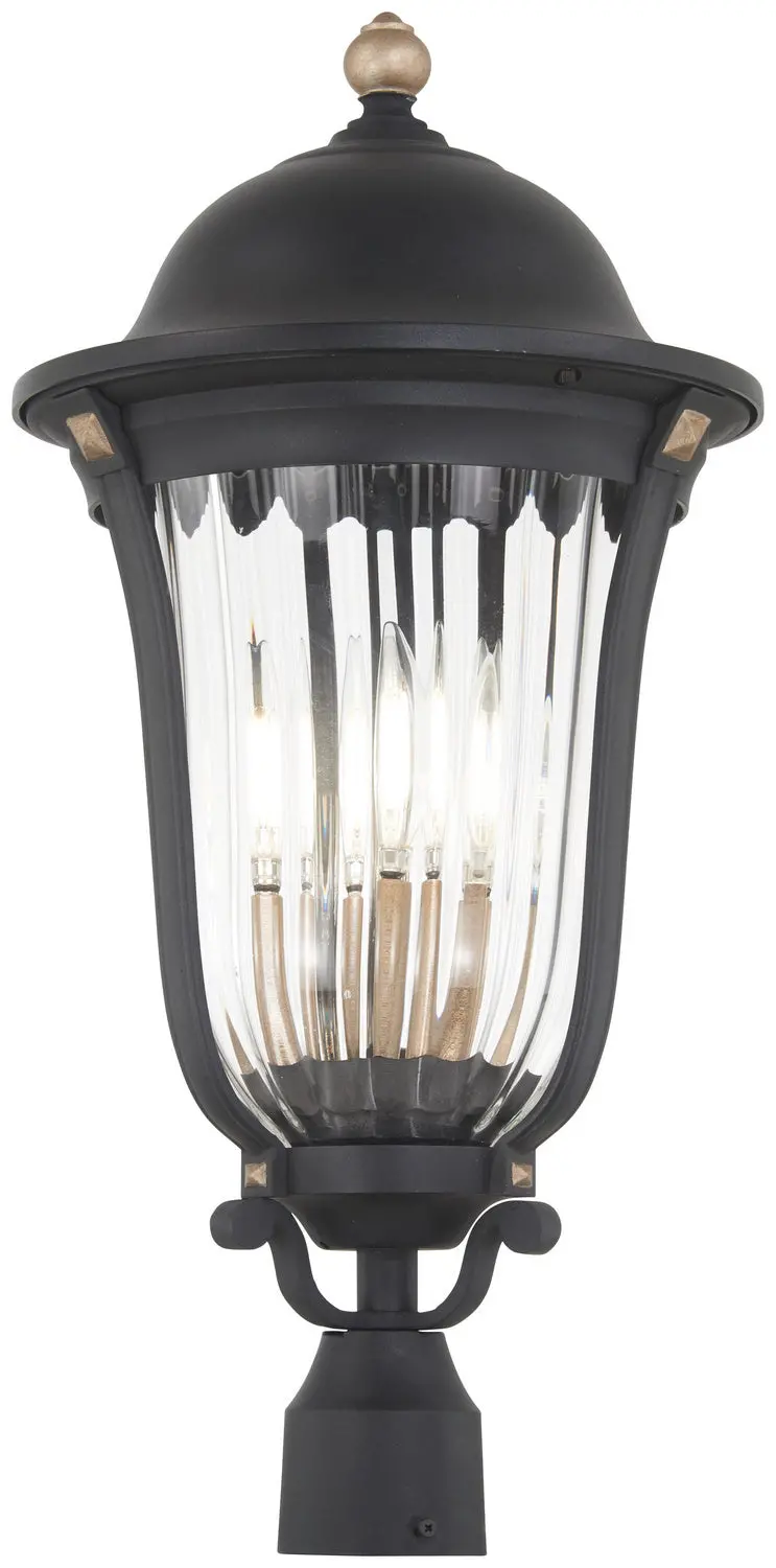 Minka Lavery Peale Street Four Light Outdoor Post Mount In Sand Coal And Vermeil Gold 1