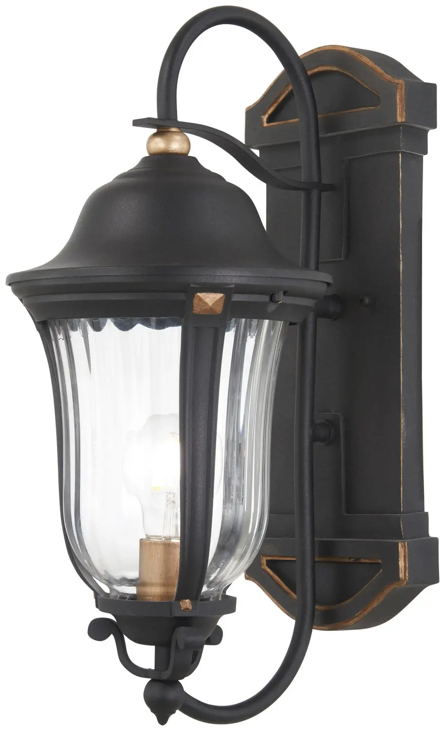 Minka Lavery Peale Street One Light Outdoor Wall Mount In Sand Coal And Vermeil Gold 1