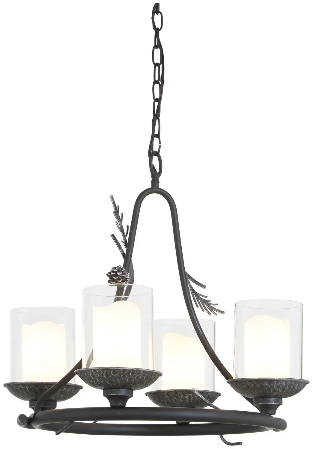 Minka Lavery Ponderosa Ridge Four Light Chandelier In Weathered Spruce With Silver 1