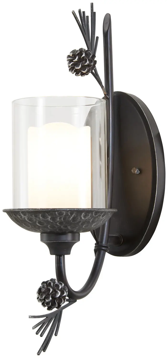 Minka Lavery Ponderosa Ridge One Light Wall Sconce In Weathered Spruce With Silver 1