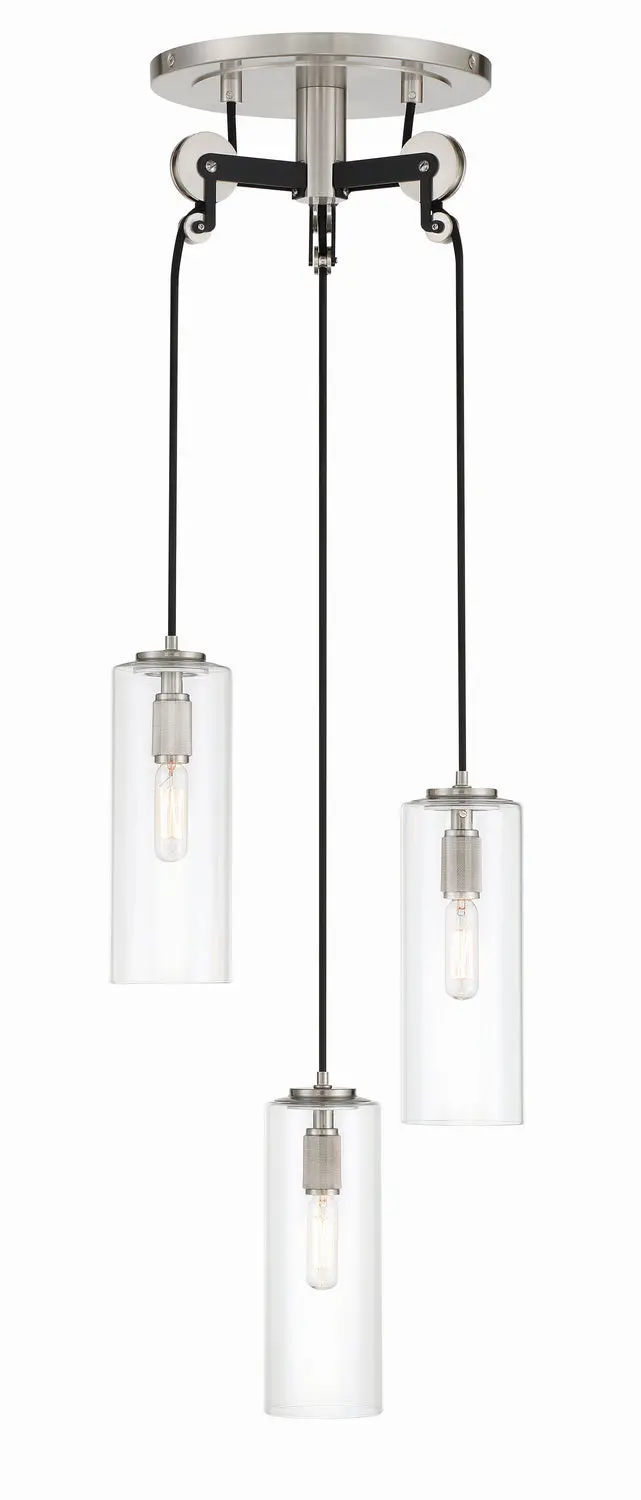 Minka Lavery Pullman Junction Three Light Pendant In Coal With Brushed Nickel 1