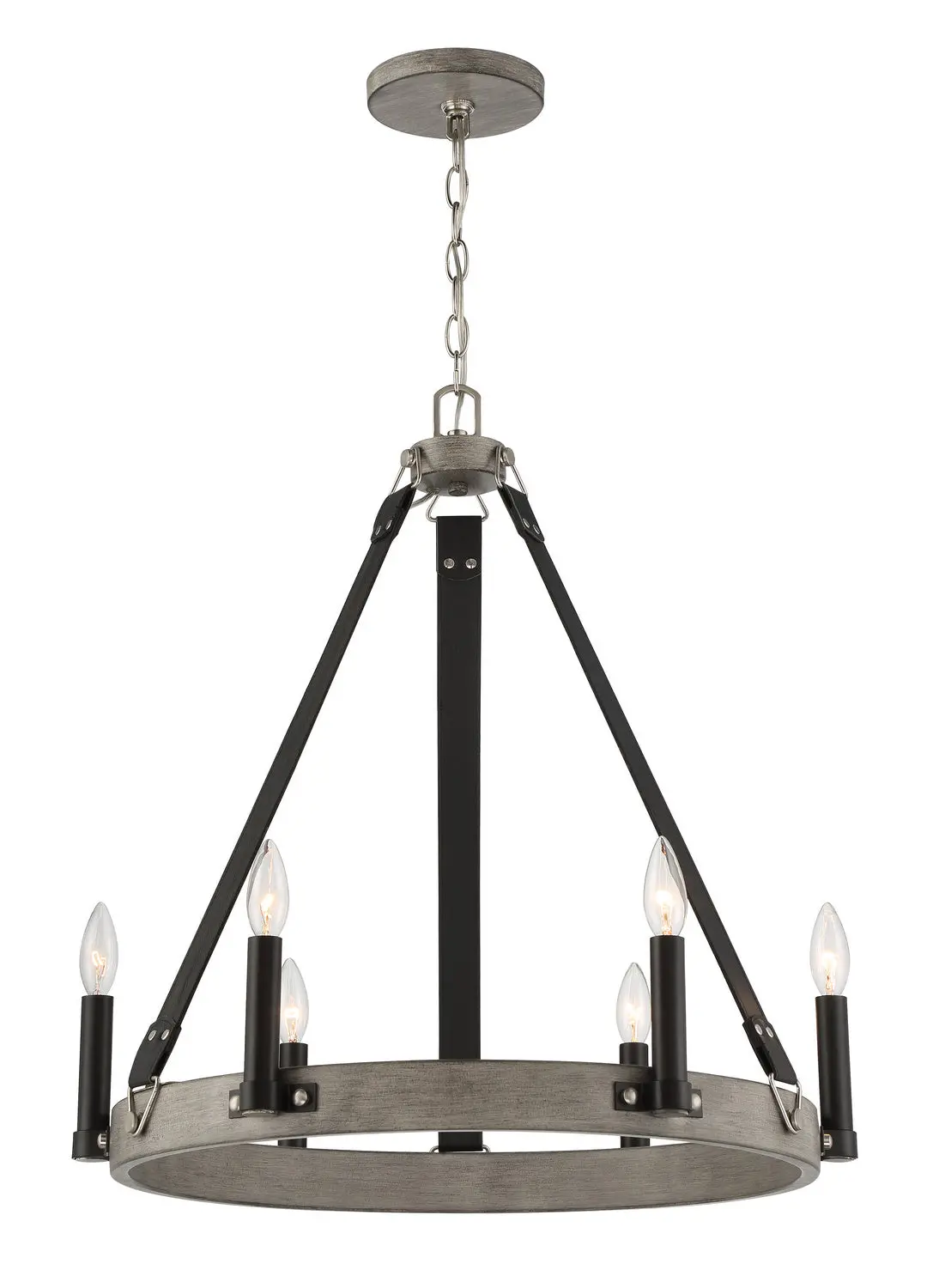 Minka Lavery Rawson Ridge Six Light Chandelier In Aged Silverwood And Coal 1