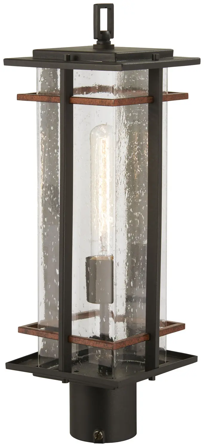 Minka Lavery San Marcos One Light Outdoor Post Mount In Coal With Antique Copper Accents 1
