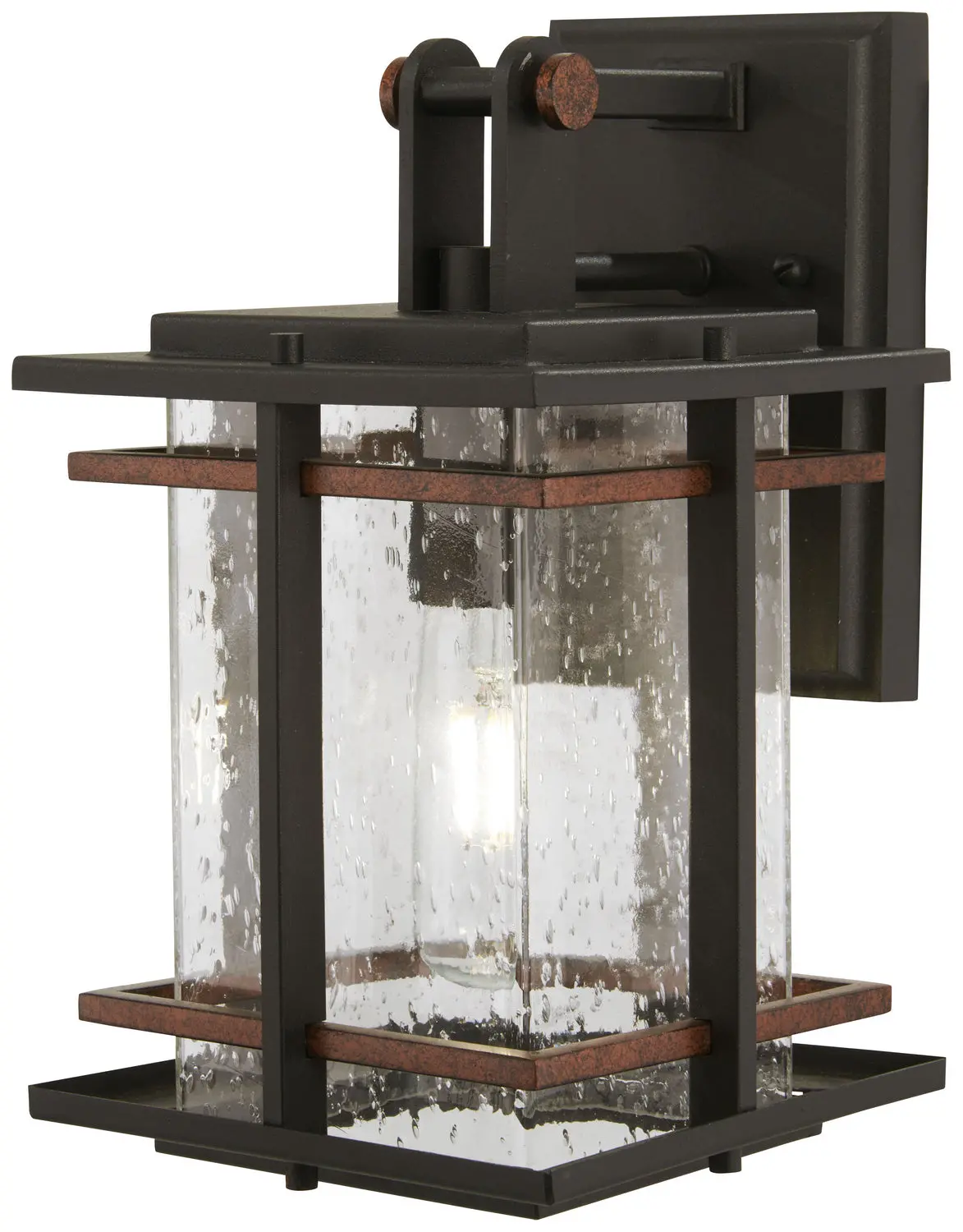 Minka Lavery San Marcos One Light Outdoor Wall Mount In Coal With Antique Copper Accents 1