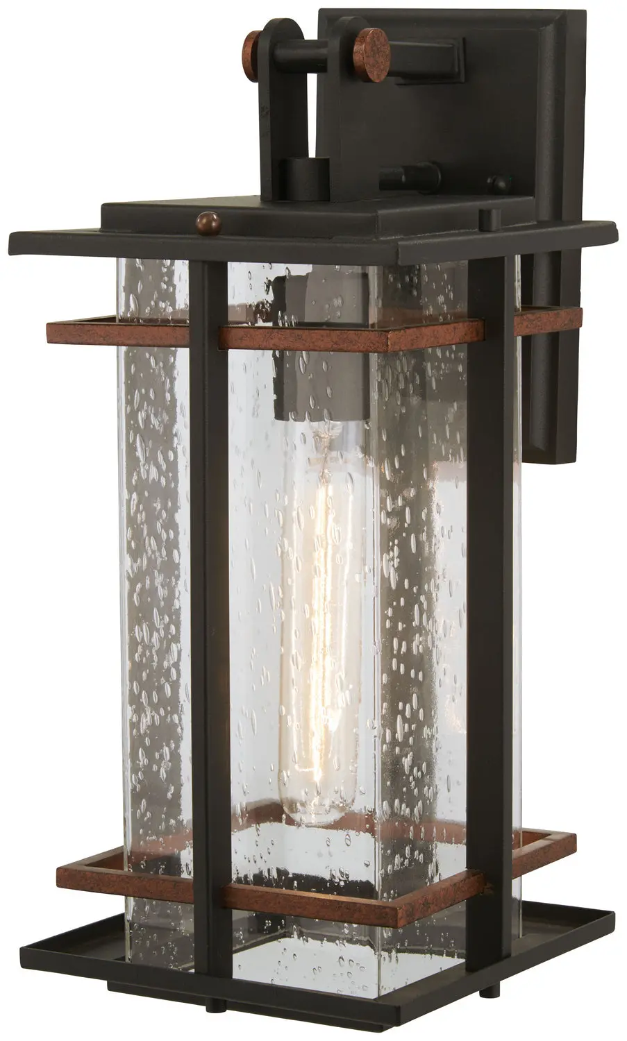 Minka Lavery San Marcos One Light Outdoor Wall Mount In Coal With Antique Copper Accents 1