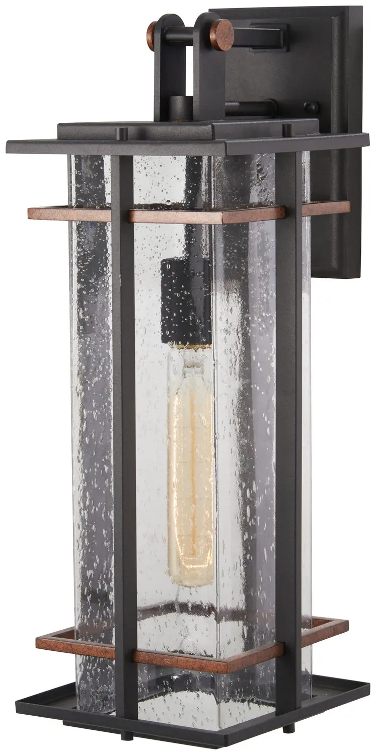 Minka Lavery San Marcos One Light Outdoor Wall Mount In Coal With Antique Copper Accents 1