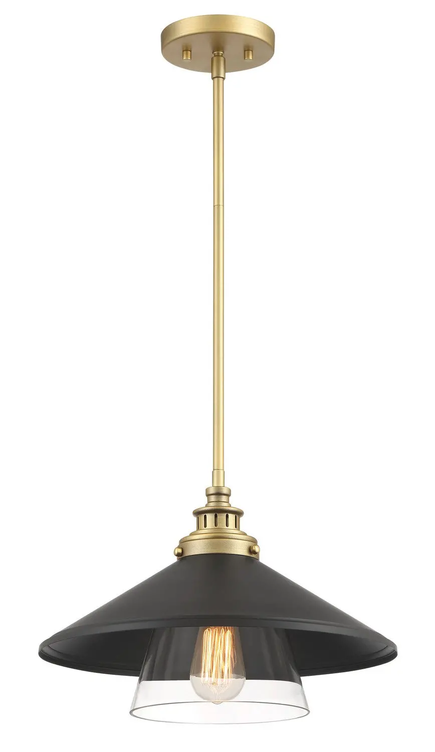 Minka Lavery Segan One Light Mini Pendant In Coal & Soft Brass (Painted) 1