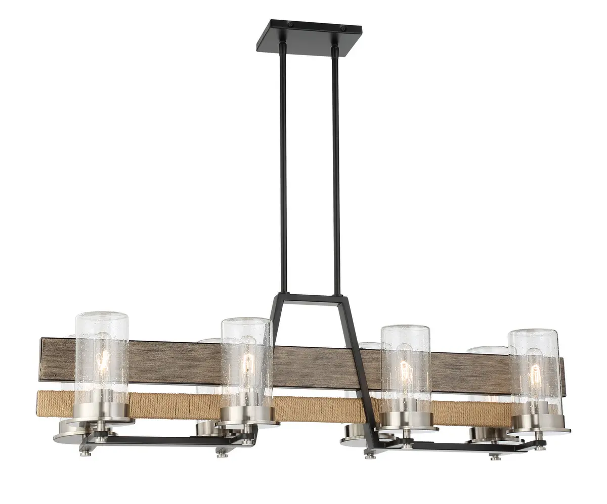 Minka Lavery Silver Creek Eight Light Island Pendant In Stone Grey, Coal & Brushed Nickel 1