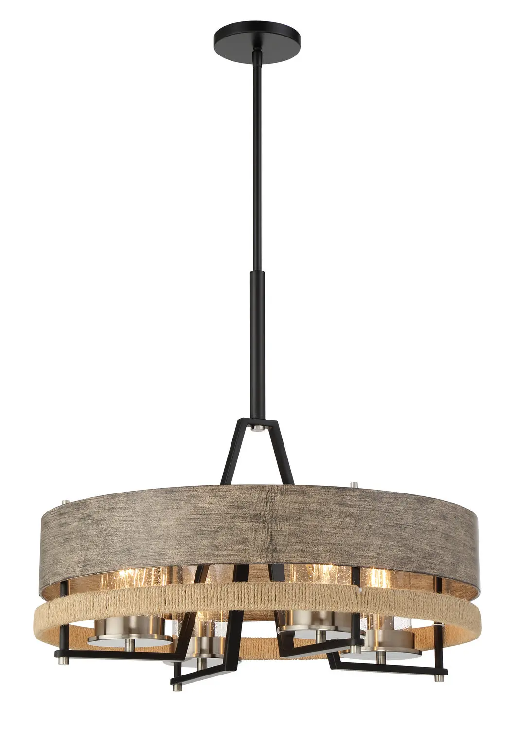 Minka Lavery Silver Creek Four Light Chandelier In Stone Grey, Coal & Brushed Nic 1