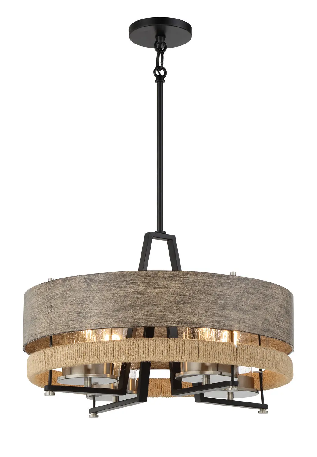 Minka Lavery Silver Creek Four Light Convertible Pendant In Stone Grey, Coal & Brushed Nickel 1