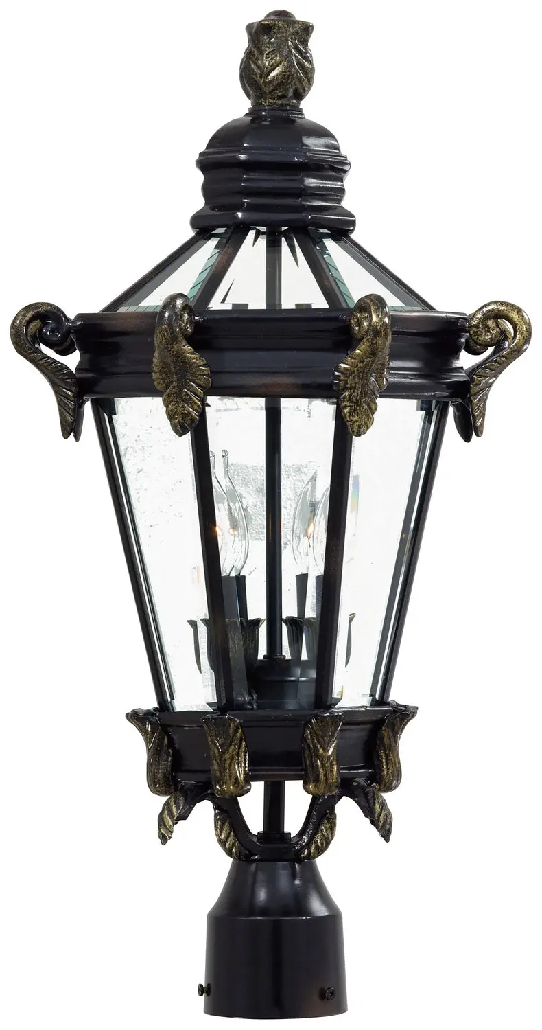Minka Lavery Stratford Hall Two Light Post Mount In Heritage With Gold Highlights 1