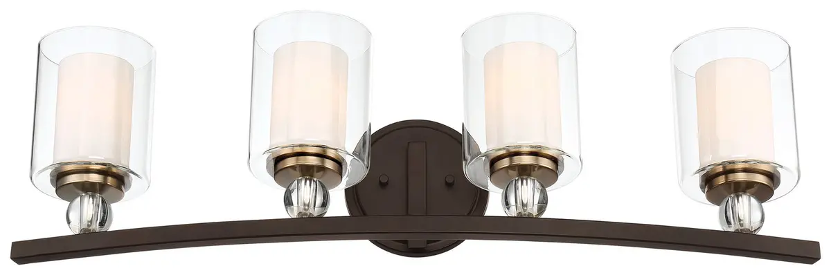 Minka Lavery Studio 5 Four Light Bath In Painted Bronze With Natural Brushed Brass Clear Glass 1