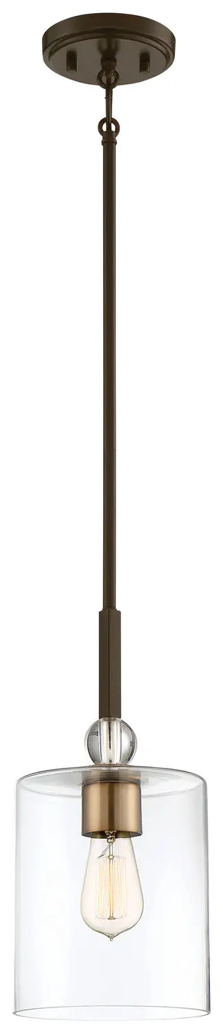 Minka Lavery Studio 5 One Light Mini Pendant In Painted Bronze With Natural Brushed Brass Clear Glass 1