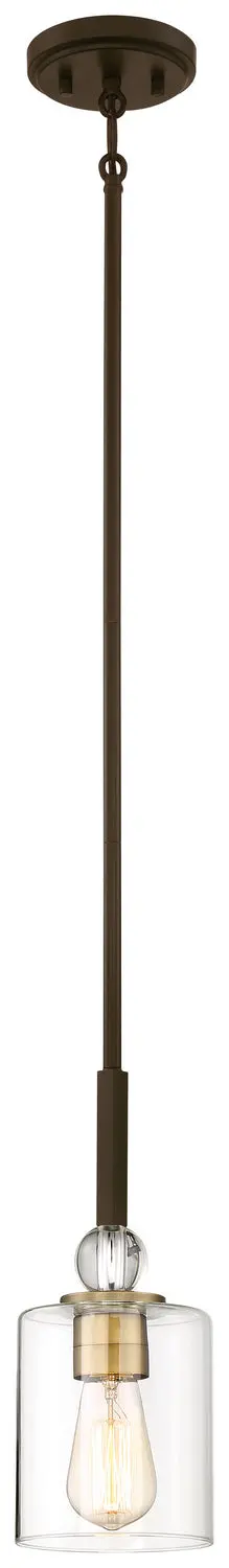 Minka Lavery Studio 5 One Light Mini Pendant In Painted Bronze With Natural Brushed Brass Clear Glass 1