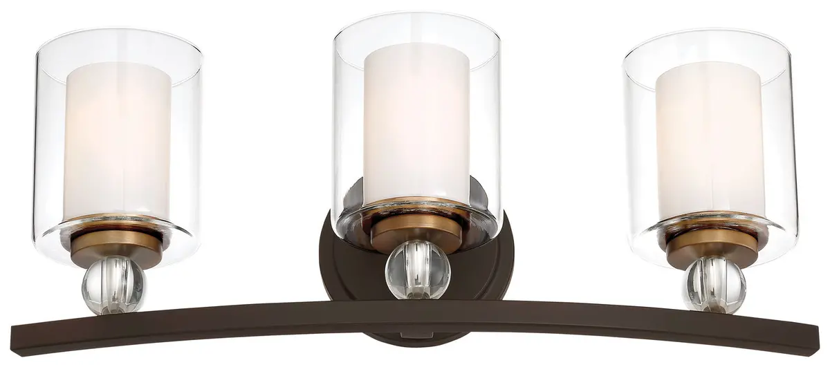 Minka Lavery Studio 5 Three Light Bath In Painted Bronze With Natural Brushed Brass Clear Glass 1