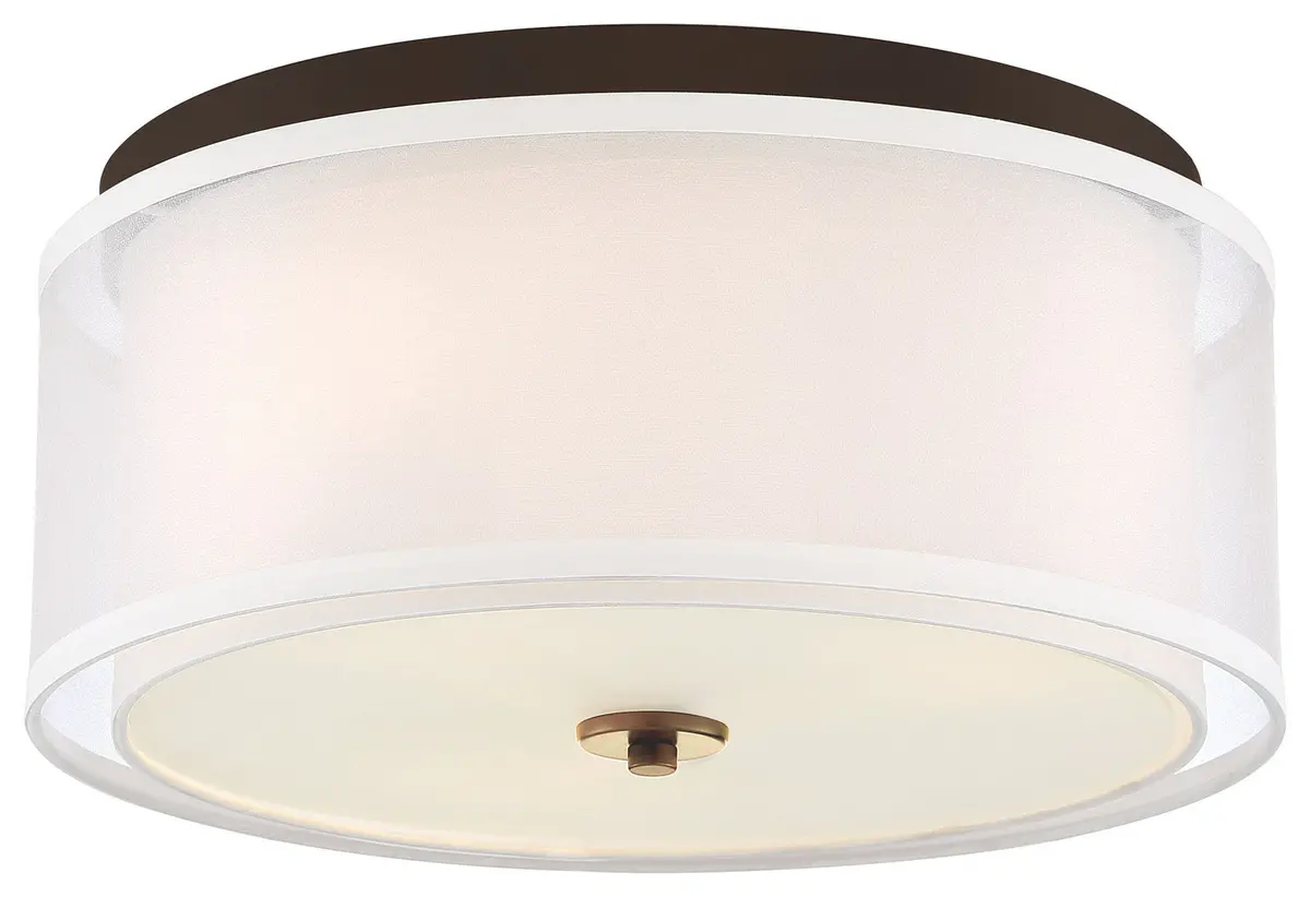 Minka Lavery Studio 5 Three Light Flush Mount In Painted Bronze With Natural Brushed Brass Clear Glass 1