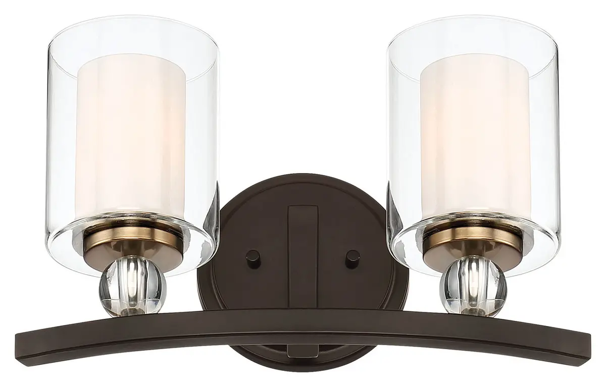 Minka Lavery Studio 5 Two Light Bath In Painted Bronze With Natural Brushed Brass Clear Glass 1
