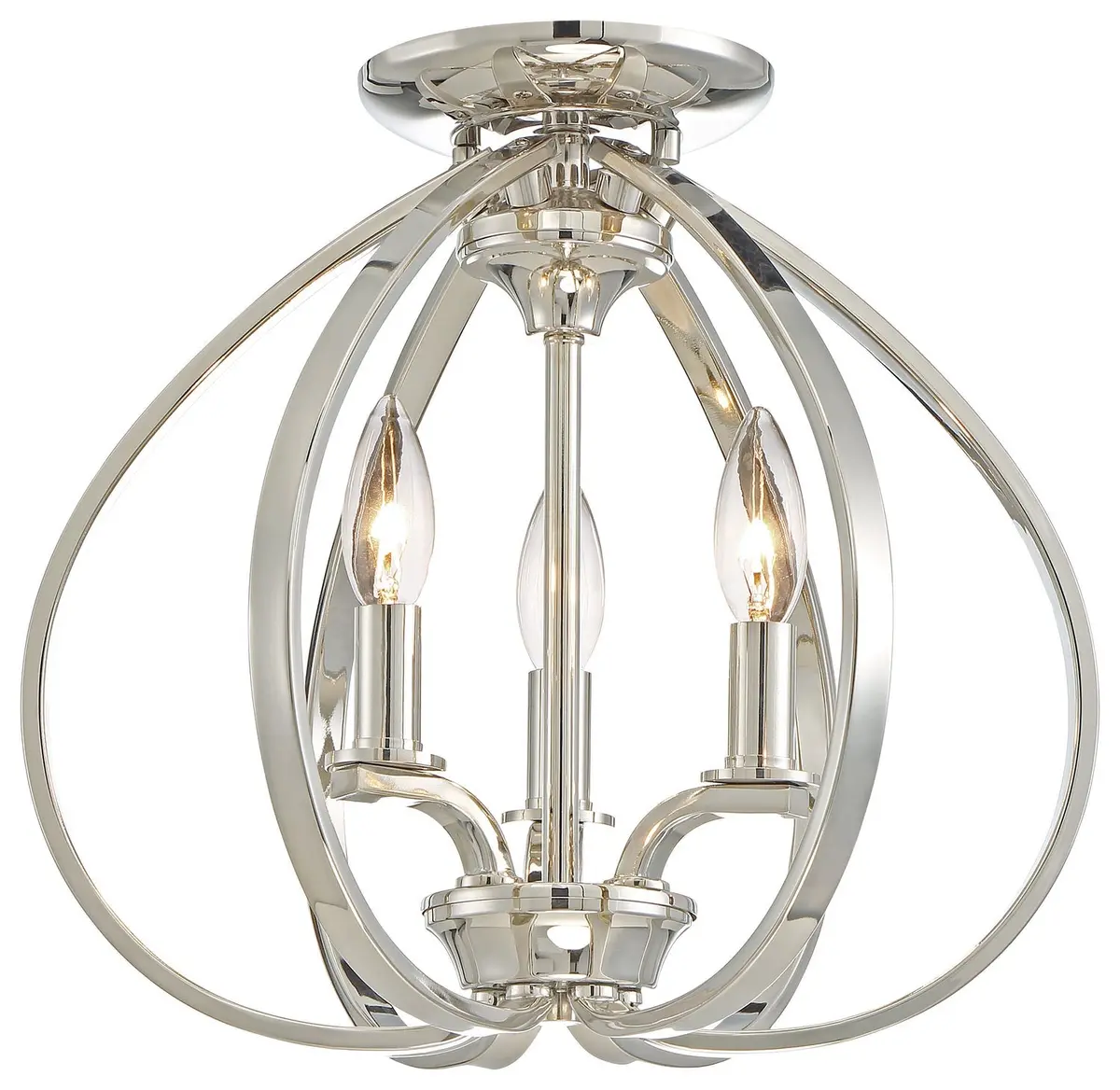Minka Lavery Tilbury Three Light Semi Flush Mount In Polished Nickel 1