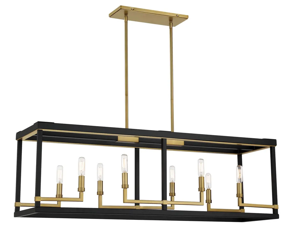 Minka Lavery Union Estates Eight Light Island Pendant In Coal And Soft Brass 1