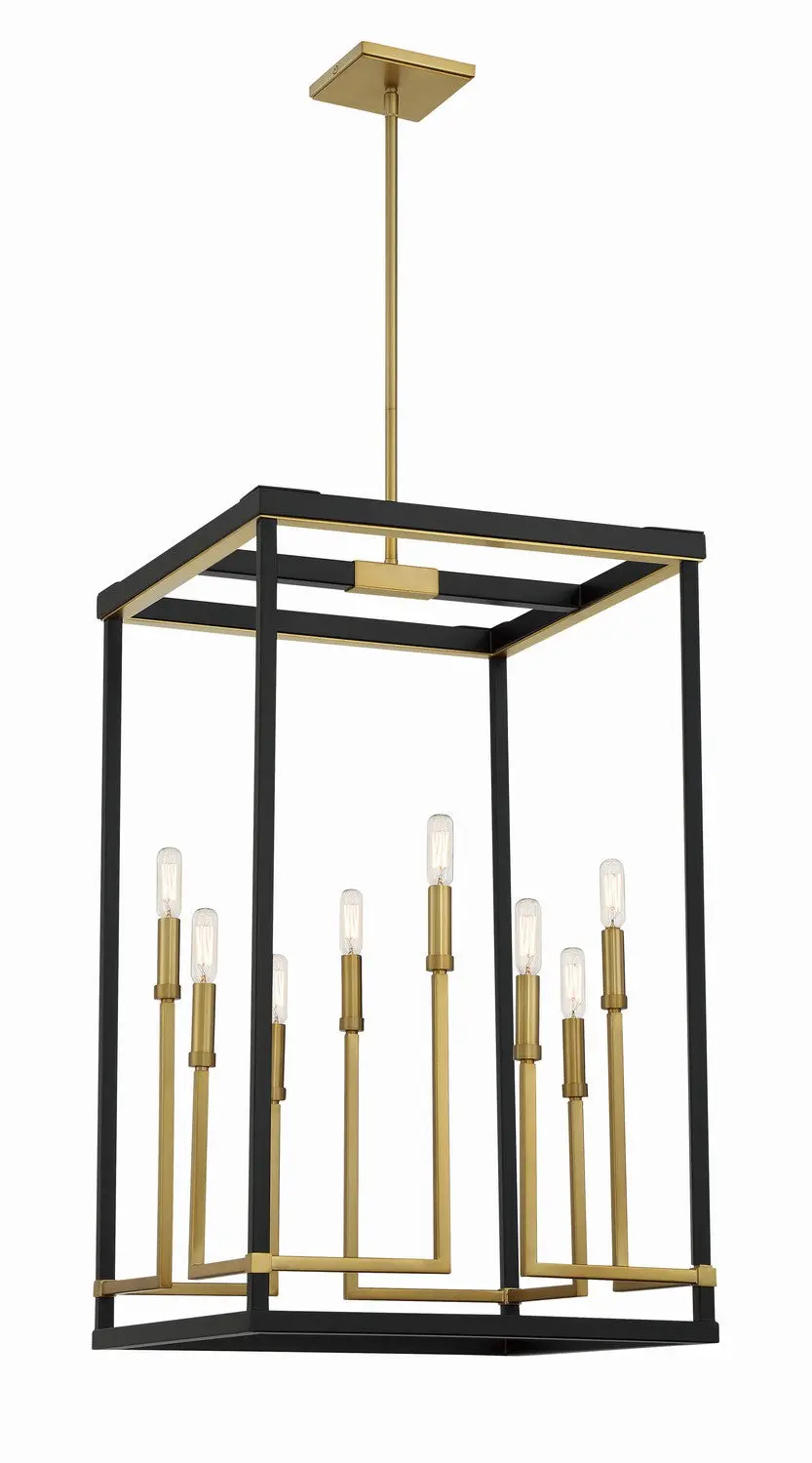Minka Lavery Union Estates Eight Light Pendant In Coal And Soft Brass 1