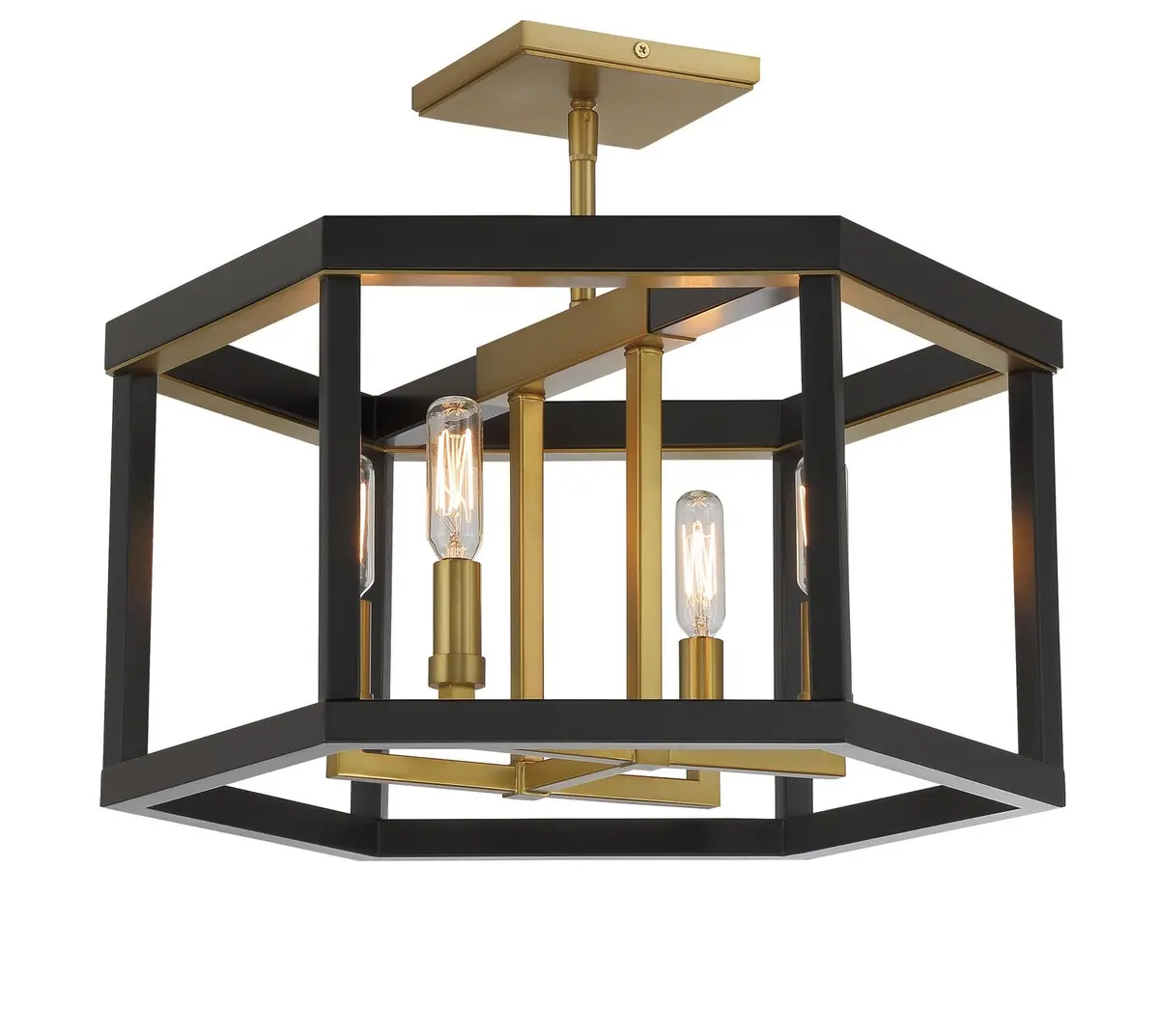 Minka Lavery Union Estates Four Light Semi Flush Mount In Coal And Soft Brass 1