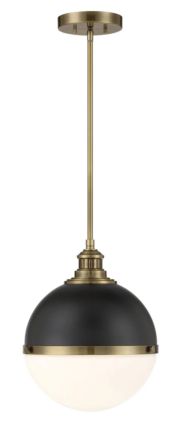 Minka Lavery Vorey One Light Pendant In Coal And Oxidized Aged Brass 1