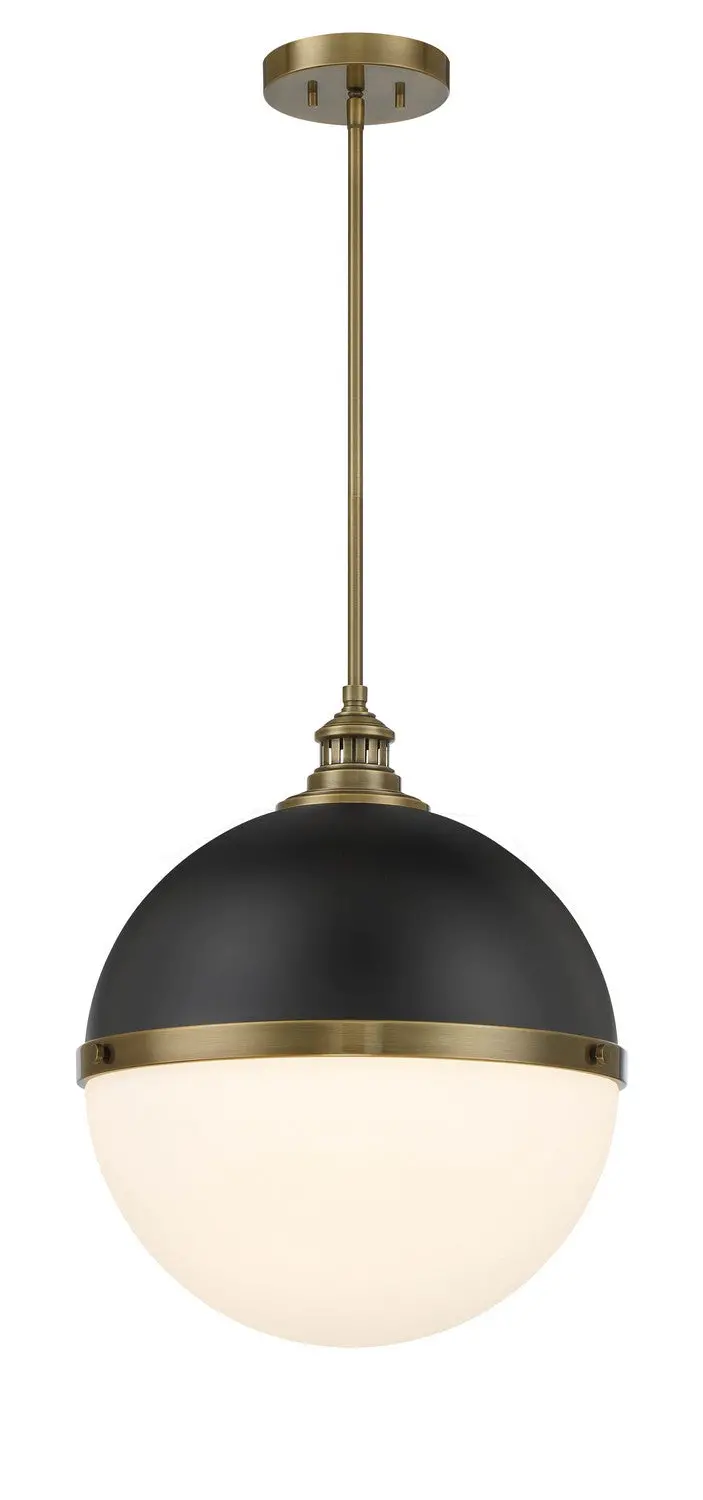 Minka Lavery Vorey One Light Pendant In Coal And Oxidized Aged Brass 1