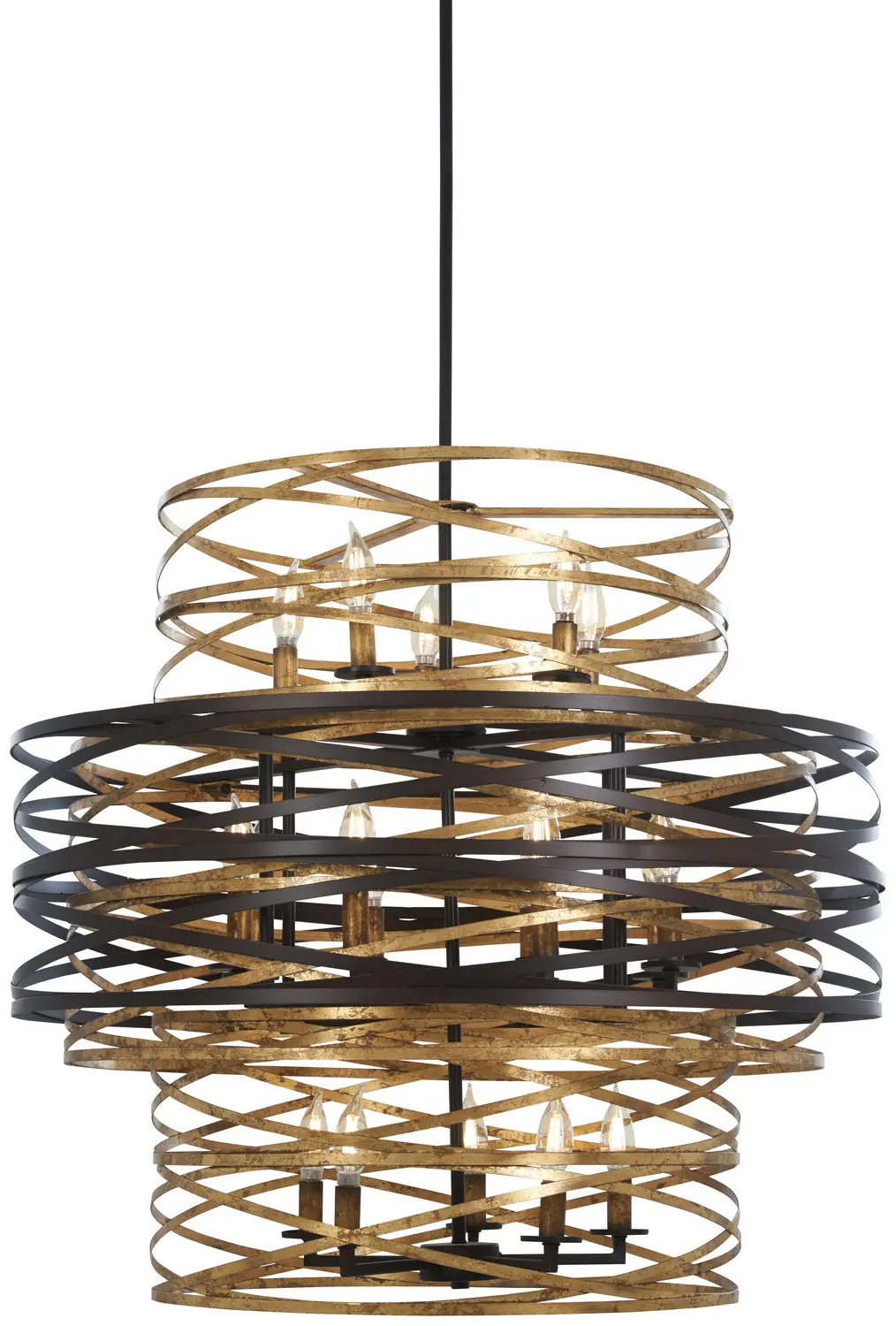 Minka Lavery Vortic Flow 18 Light Chandelier In Dark Bronze With Modaic Gold 1