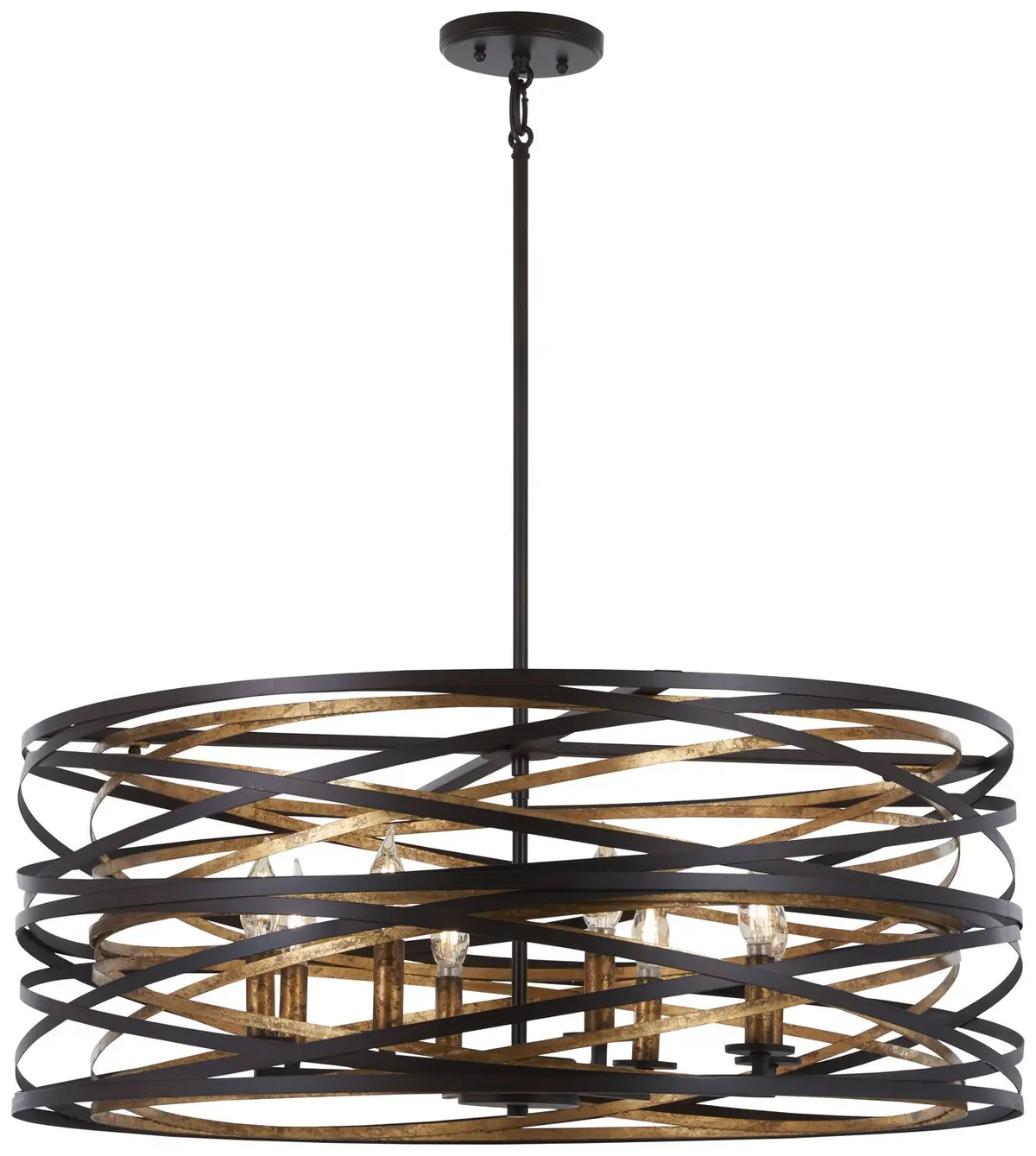 Minka Lavery Vortic Flow Eight Light Pendant In Dark Bronze With Modaic Gold 1