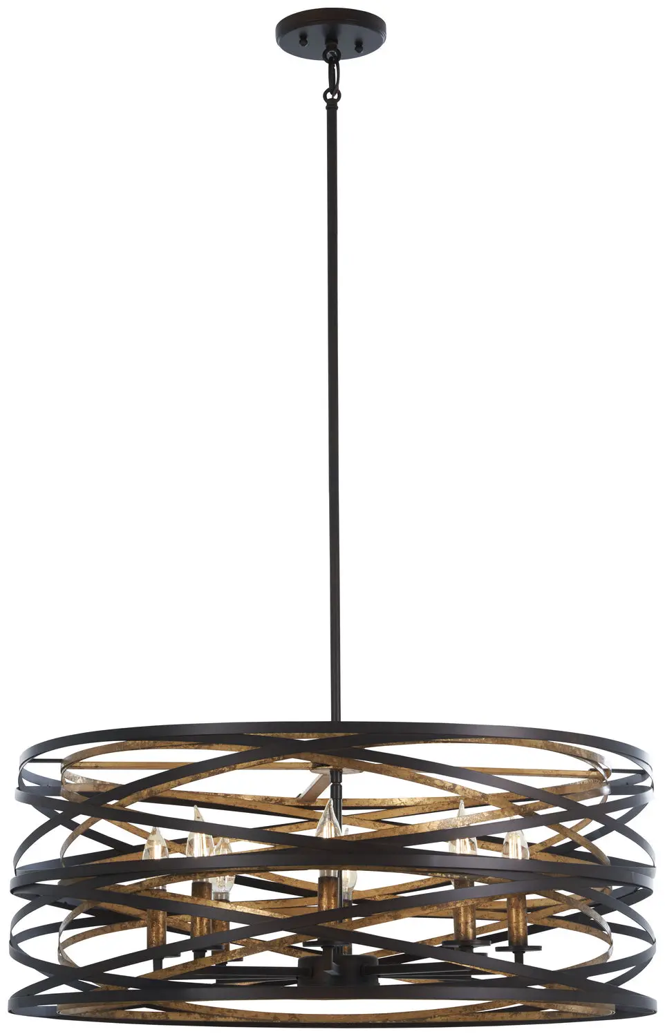 Minka Lavery Vortic Flow Eight Light Pendant In Dark Bronze With Modaic Gold 1