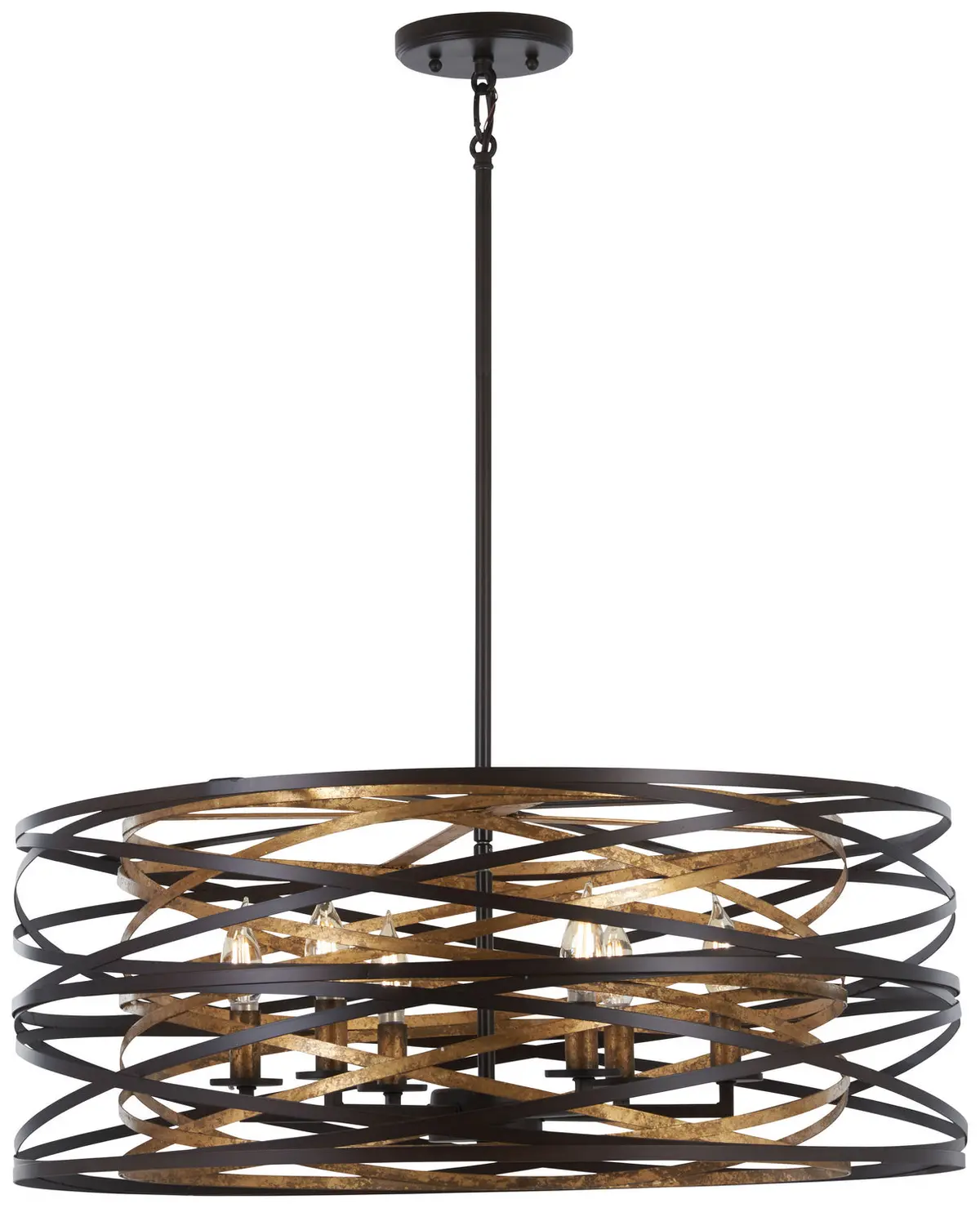 Minka Lavery Vortic Flow Six Light Pendant In Dark Bronze With Modaic Gold 1