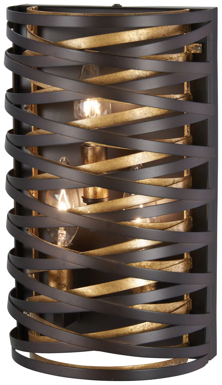 Minka Lavery Vortic Flow Three Light Wall Sconce In Dark Bronze With Modaic Gold 1