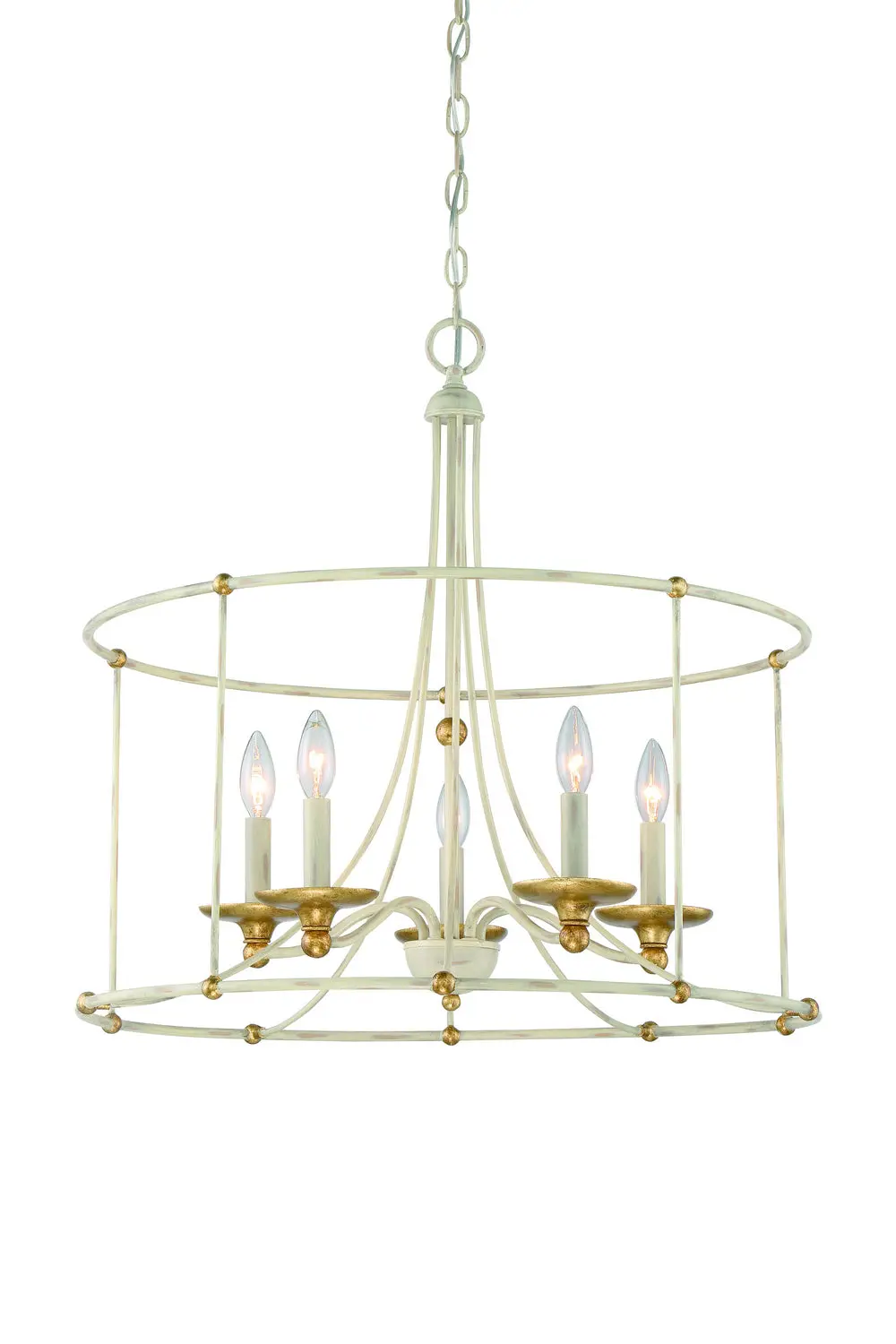 Minka Lavery Westchester County Five Light Chandelier In Farm House White With Gilded Gold Leaf 1
