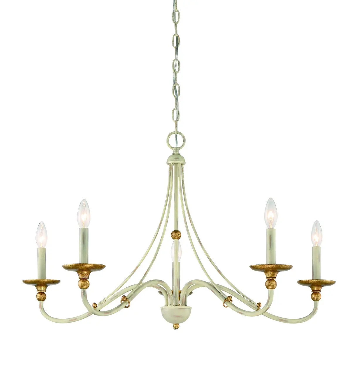 Minka Lavery Westchester County Five Light Chandelier In Farm House White With Gilded Gold Leaf 1