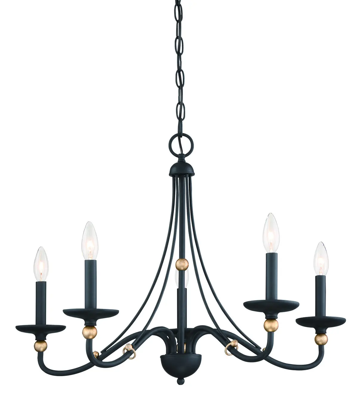 Minka Lavery Westchester County Five Light Chandelier In Sand Coal With Skyline Gold Leaf 1