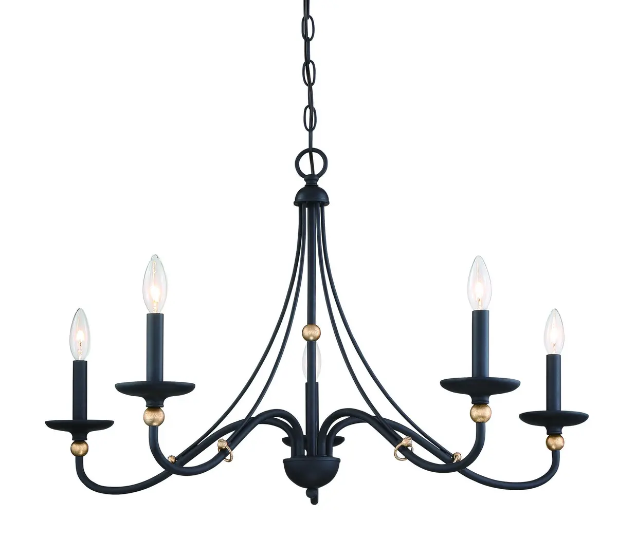 Minka Lavery Westchester County Five Light Chandelier In Sand Coal With Skyline Gold Leaf 1