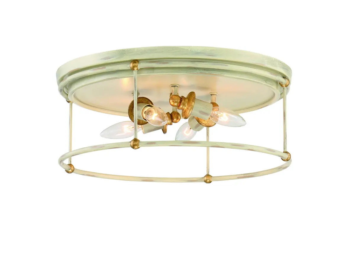Minka Lavery Westchester County Four Light Flush Mount In Farm House White With Gilded Gold Leaf 1
