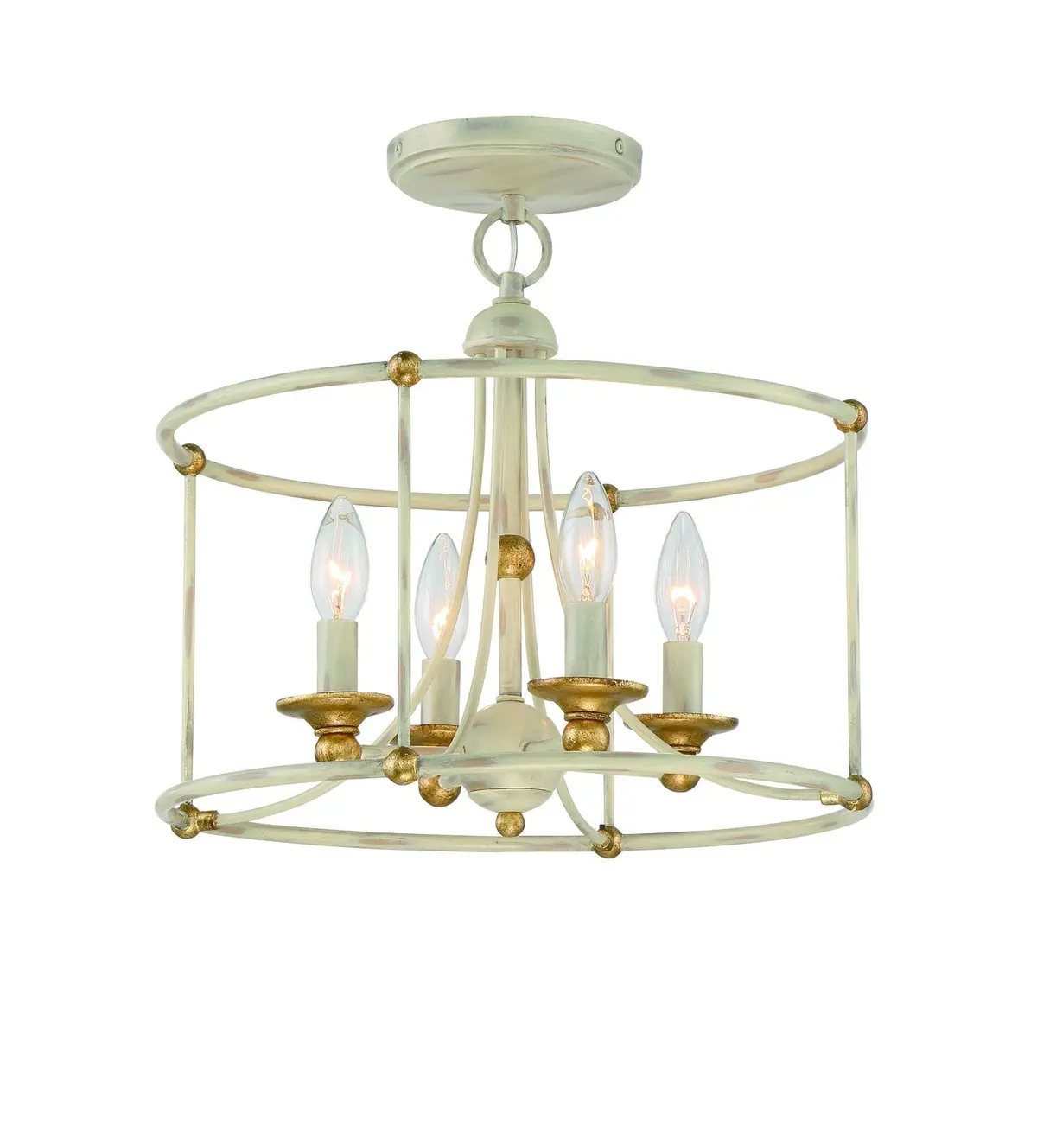 Minka Lavery Westchester County Four Light Semi Flush Mount In Farm House White With Gilded Gold Leaf 1