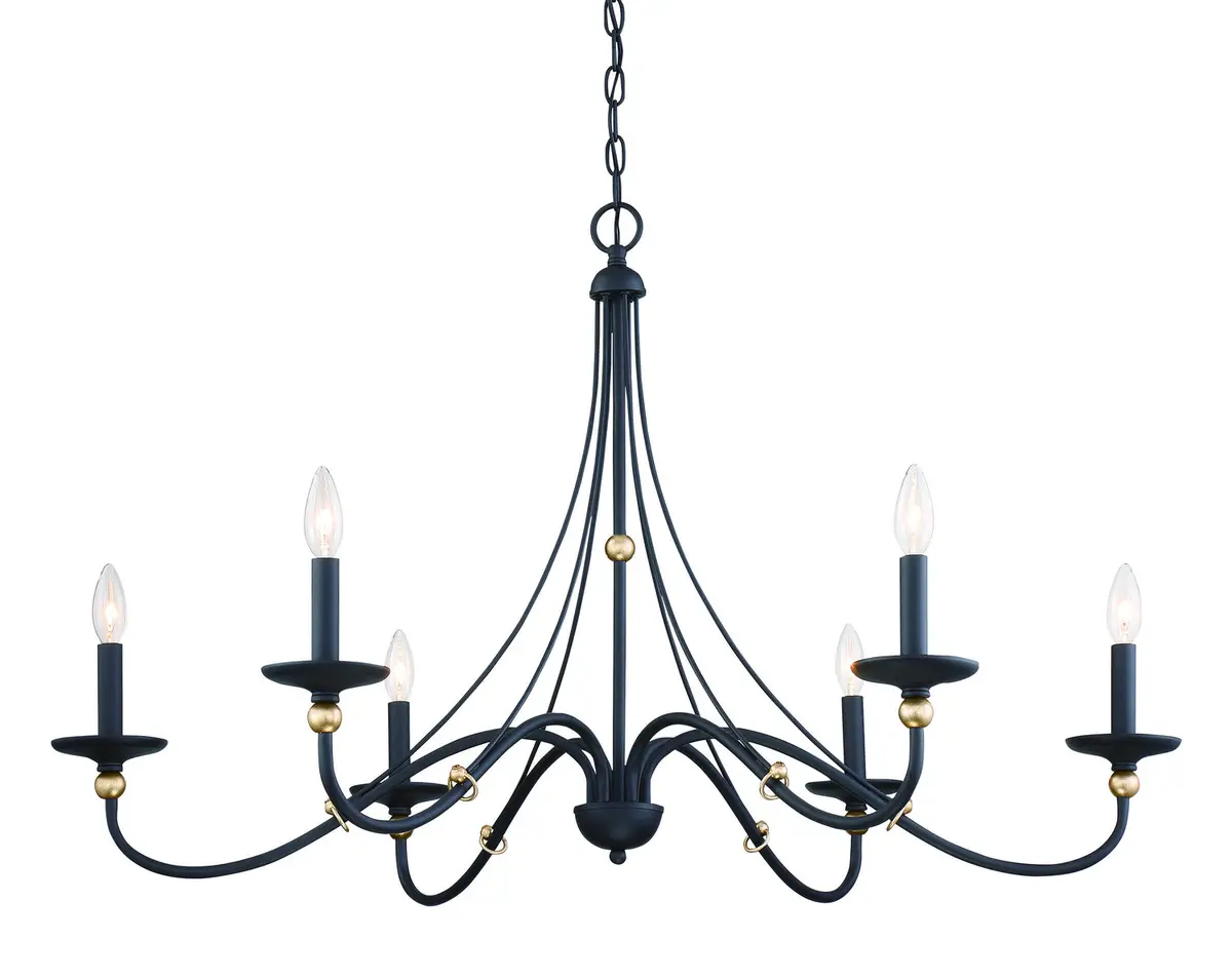Minka Lavery Westchester County Six Light Chandelier In Sand Coal With Skyline Gold Leaf 1