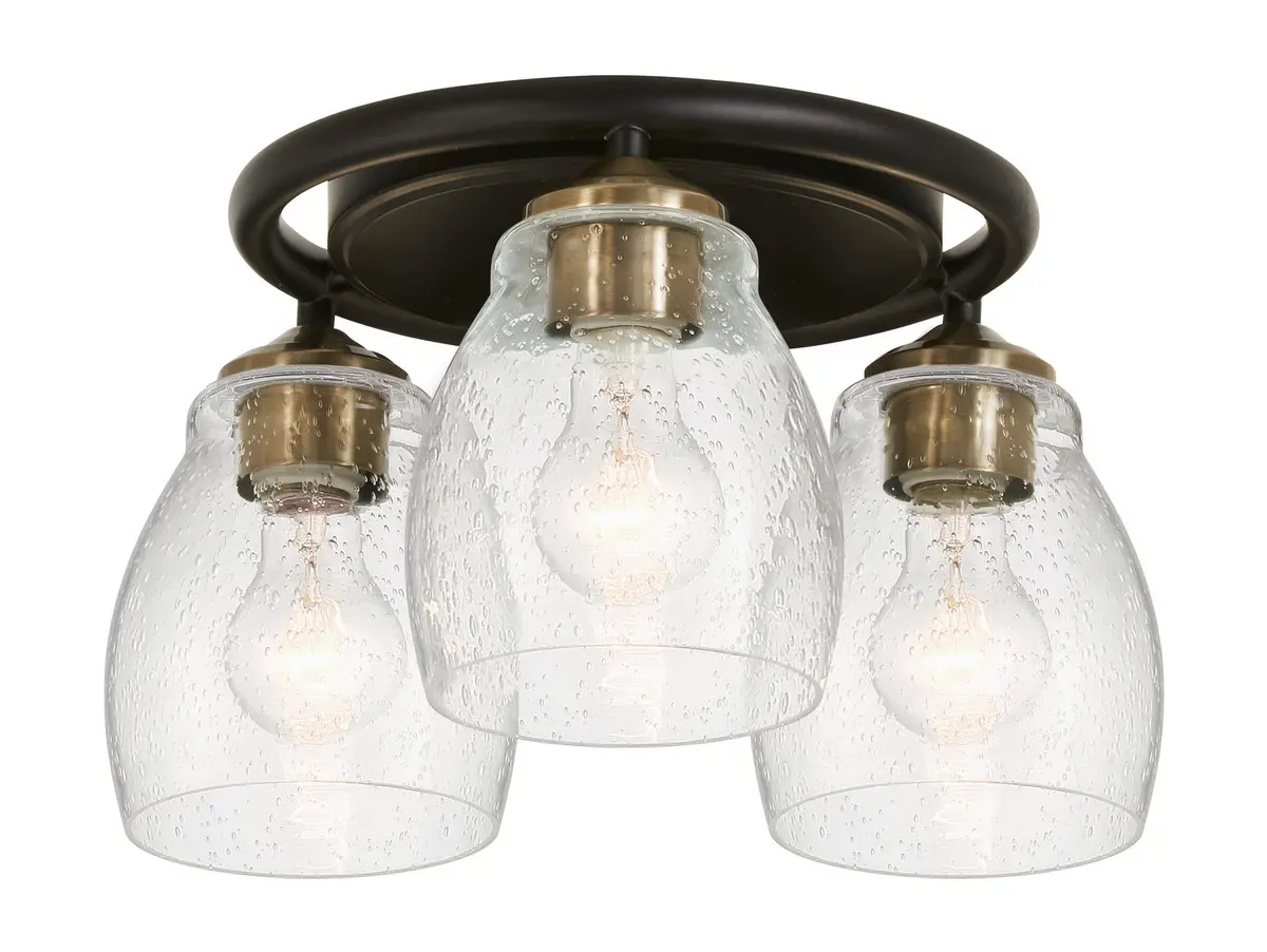 Minka Lavery Winsley Three Light Semi Flush Mount In Coal And Stained Brass 1